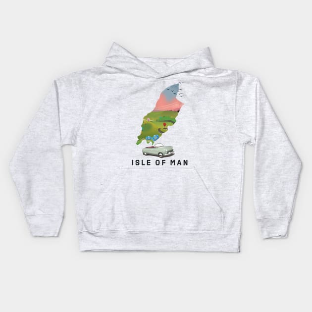 Isle of Man map Kids Hoodie by nickemporium1